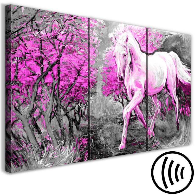 Canvas Print Pink horse in gallop - graphic with a running horse between the trees 123068 additionalImage 6