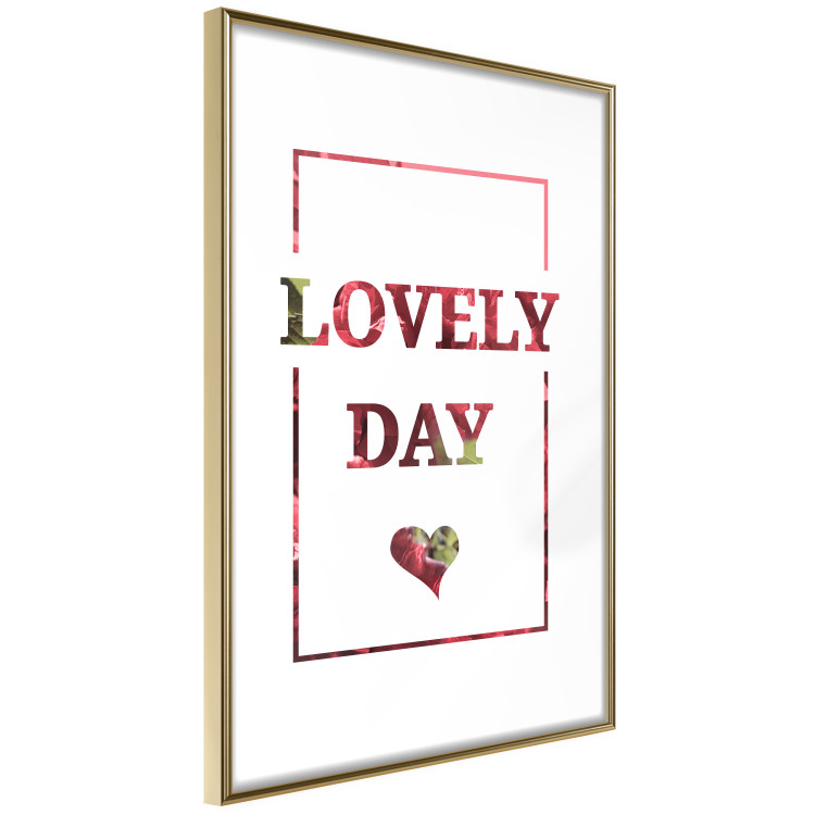 Wall Poster Lovely Day - English text with a red plant motif on a white background 125468 additionalImage 11