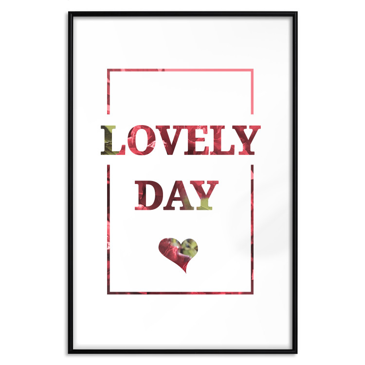 Wall Poster Lovely Day - English text with a red plant motif on a white background 125468 additionalImage 15