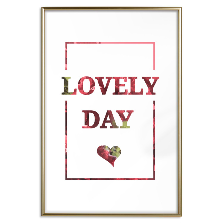 Wall Poster Lovely Day - English text with a red plant motif on a white background 125468 additionalImage 16