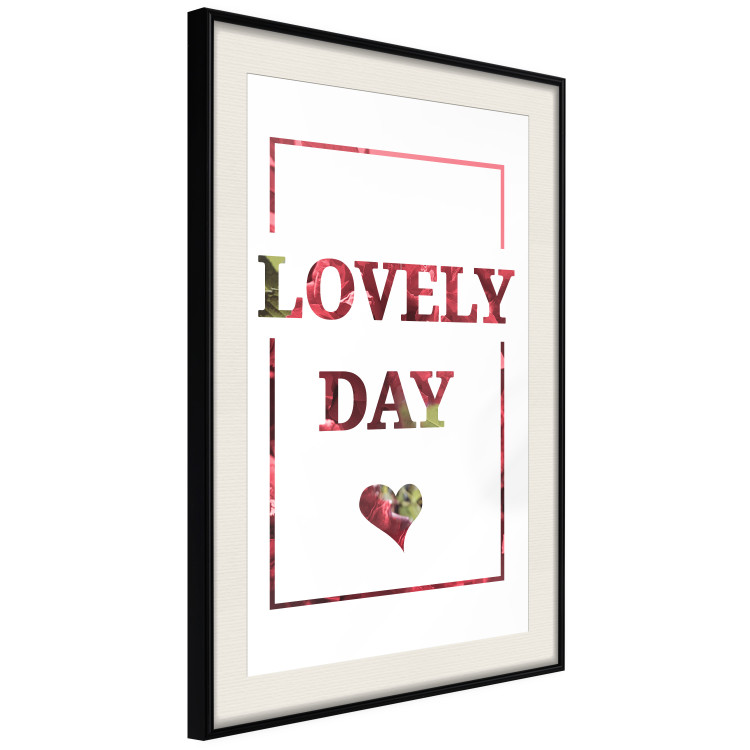 Wall Poster Lovely Day - English text with a red plant motif on a white background 125468 additionalImage 9