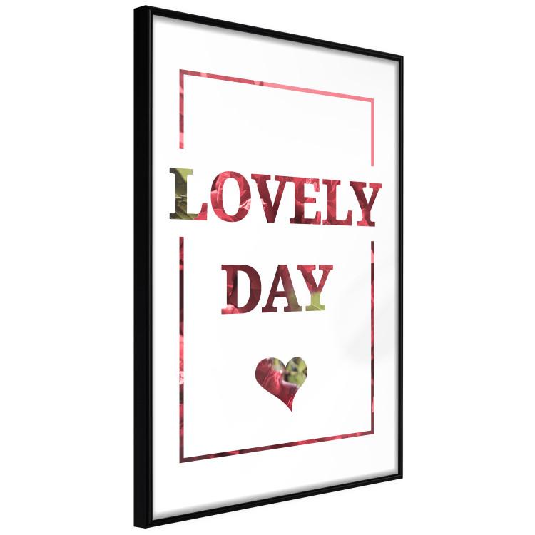 Wall Poster Lovely Day - English text with a red plant motif on a white background 125468 additionalImage 10