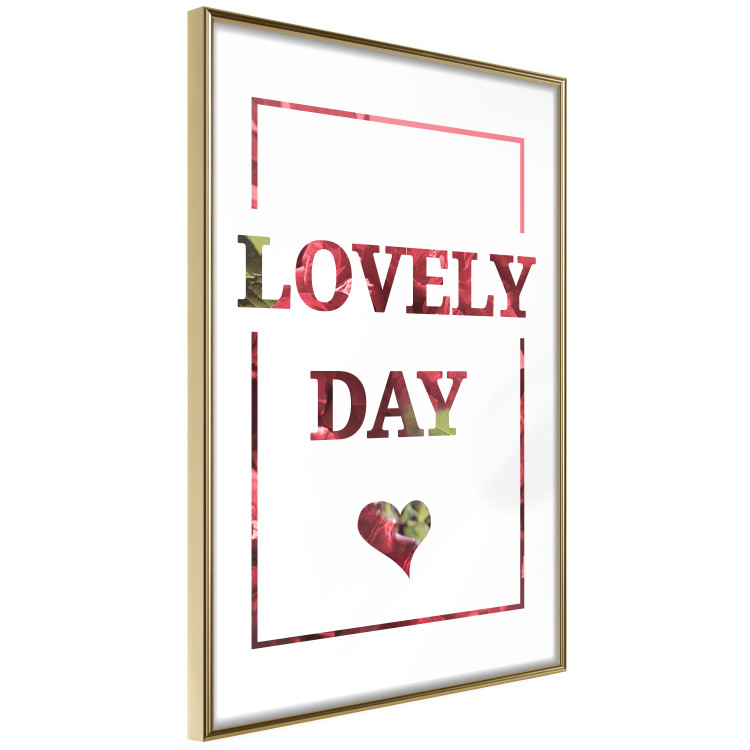 Wall Poster Lovely Day - English text with a red plant motif on a white background 125468 additionalImage 11