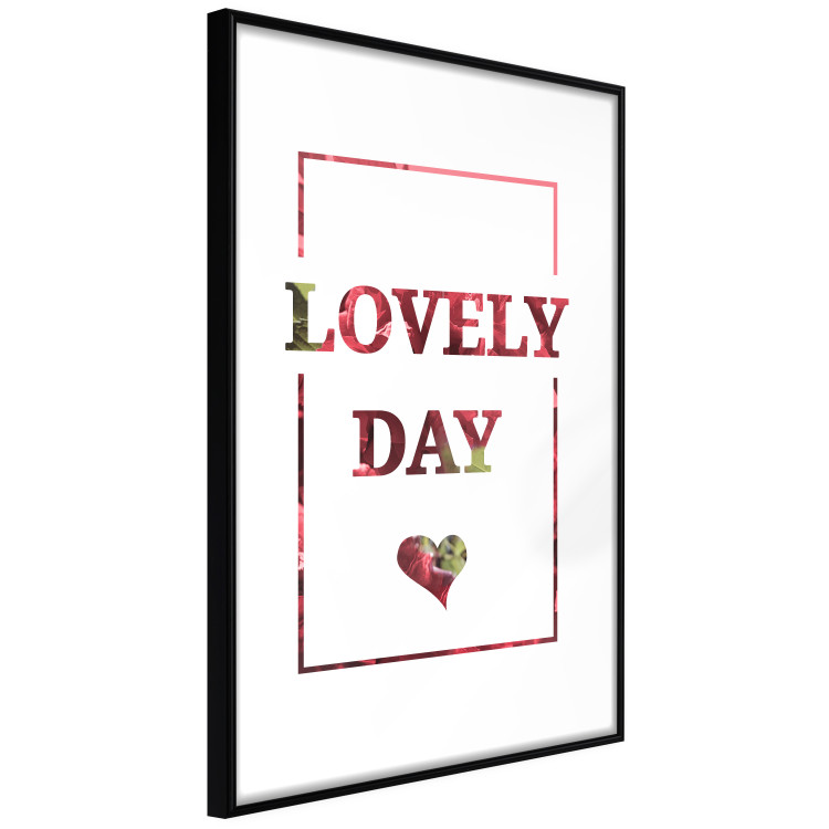 Wall Poster Lovely Day - English text with a red plant motif on a white background 125468 additionalImage 14