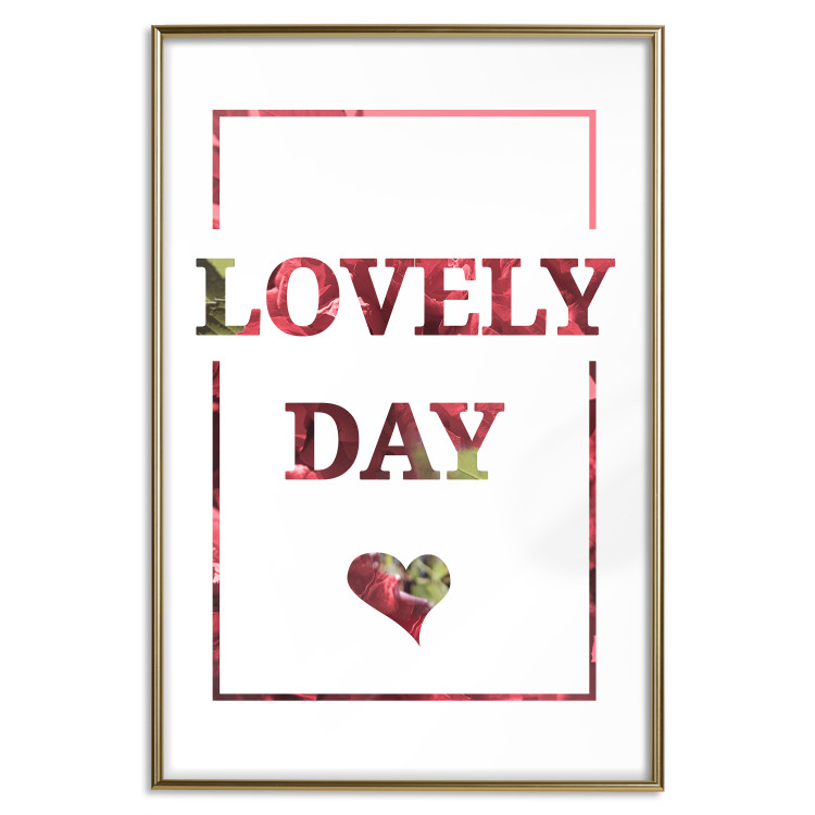Wall Poster Lovely Day - English text with a red plant motif on a white background 125468 additionalImage 20