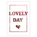 Wall Poster Lovely Day - English text with a red plant motif on a white background 125468