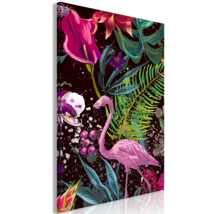 Canvas Land of Flamingos (1-part) vertical - bird on an abstract background 128768 additionalImage 2