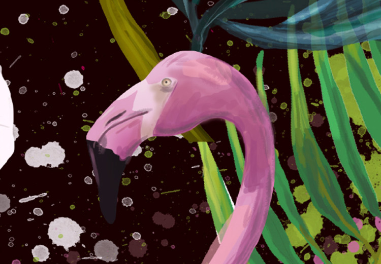 Canvas Land of Flamingos (1-part) vertical - bird on an abstract background 128768 additionalImage 4