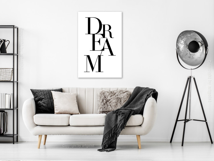 Canvas Print Black Dream (1-part) vertical - abstract black and white inscriptions 129568 additionalImage 3