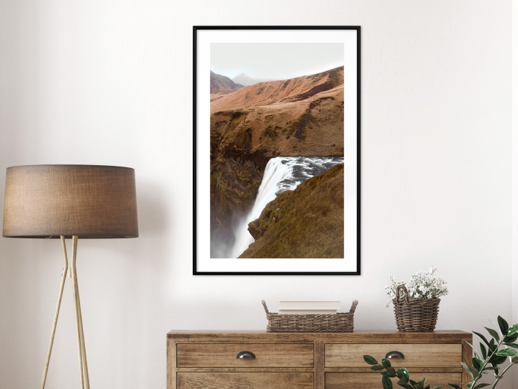 Wall Poster Rusty Hills - landscape of a river forming a waterfall against brown mountains 130268 additionalImage 19