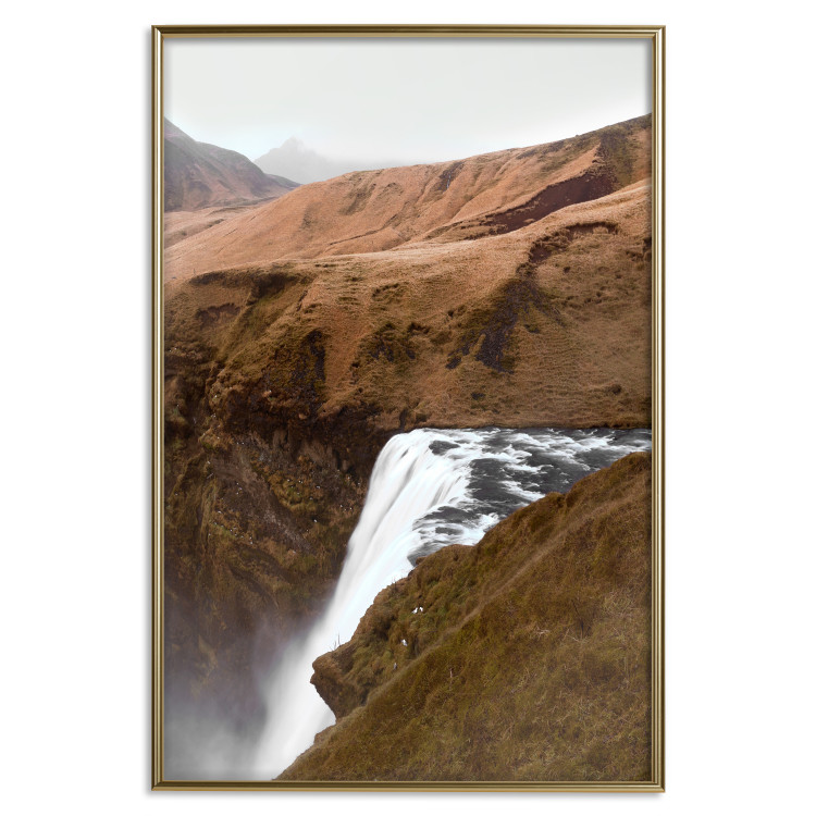 Wall Poster Rusty Hills - landscape of a river forming a waterfall against brown mountains 130268 additionalImage 15