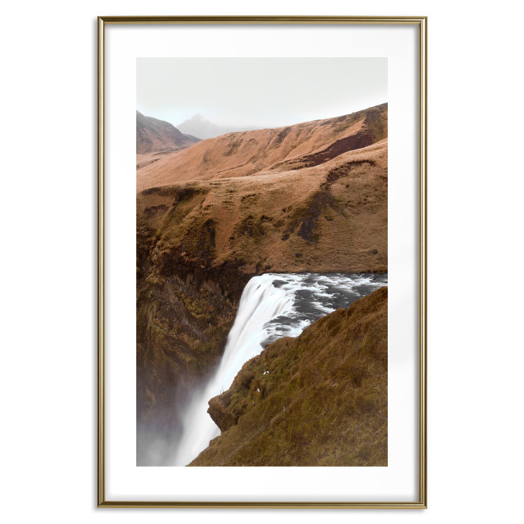 Wall Poster Rusty Hills - landscape of a river forming a waterfall against brown mountains 130268 additionalImage 16