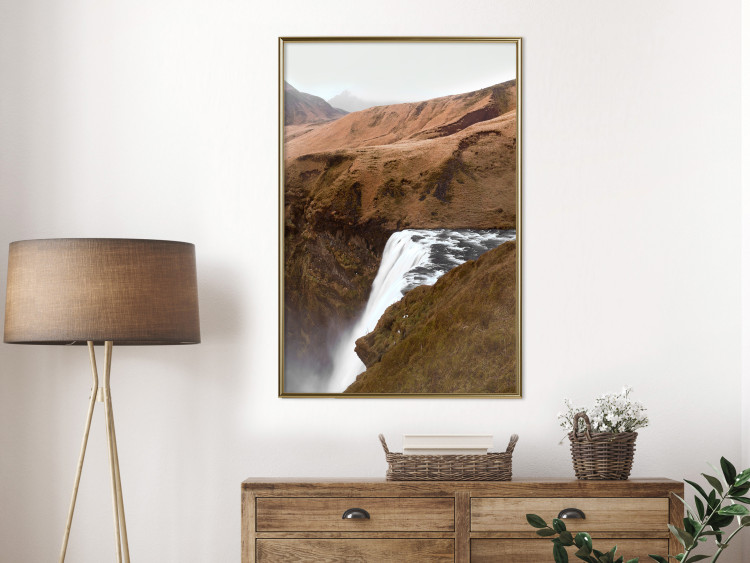 Wall Poster Rusty Hills - landscape of a river forming a waterfall against brown mountains 130268 additionalImage 5