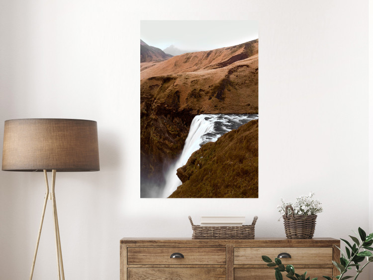Wall Poster Rusty Hills - landscape of a river forming a waterfall against brown mountains 130268 additionalImage 2