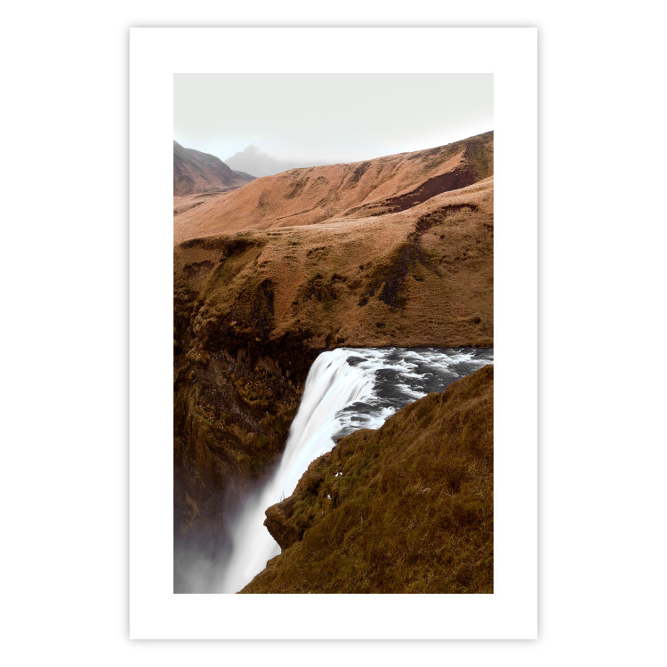Wall Poster Rusty Hills - landscape of a river forming a waterfall against brown mountains 130268 additionalImage 18