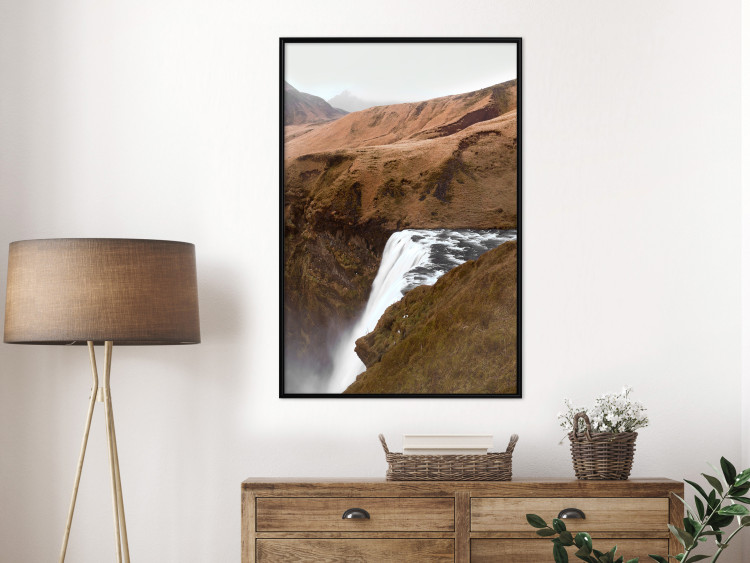 Wall Poster Rusty Hills - landscape of a river forming a waterfall against brown mountains 130268 additionalImage 4