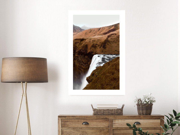 Wall Poster Rusty Hills - landscape of a river forming a waterfall against brown mountains 130268 additionalImage 3