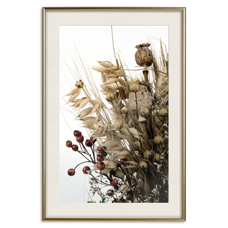 Poster Golden Notebook - autumn plants on a white background in a boho motif 130468 additionalImage 20