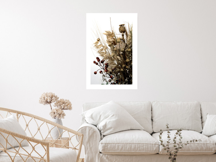 Poster Golden Notebook - autumn plants on a white background in a boho motif 130468 additionalImage 3