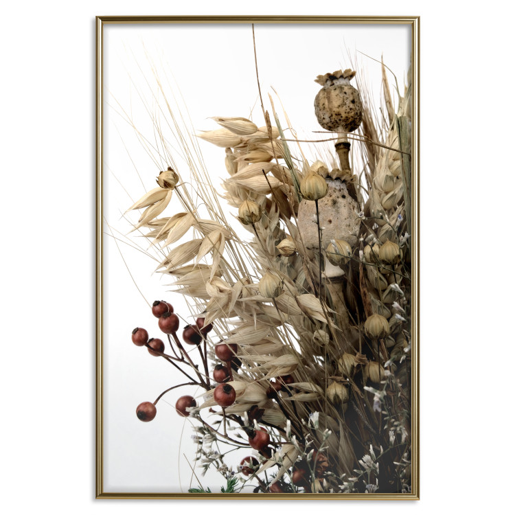 Poster Golden Notebook - autumn plants on a white background in a boho motif 130468 additionalImage 21