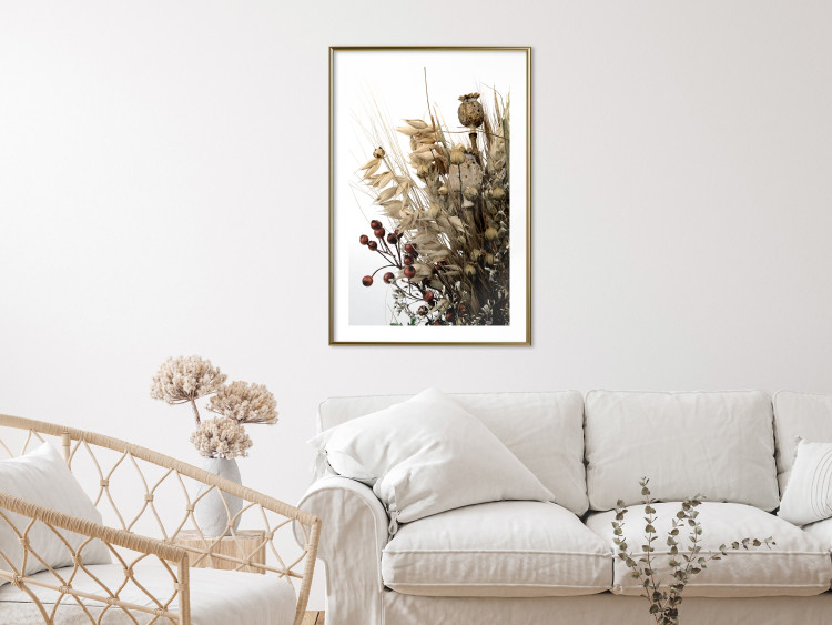 Poster Golden Notebook - autumn plants on a white background in a boho motif 130468 additionalImage 13