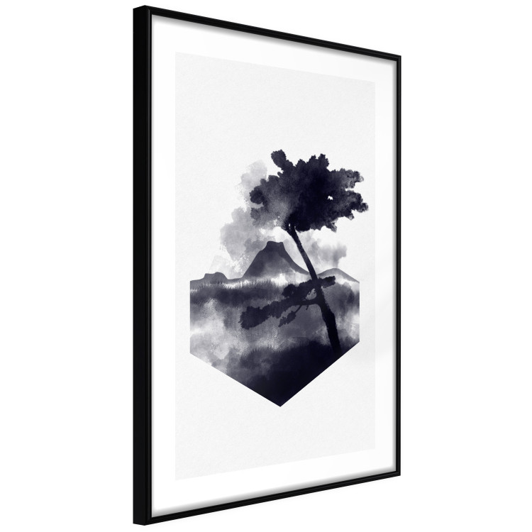 Wall Poster High Mountain - black and white landscape of a tree in apparent wind 131768 additionalImage 8