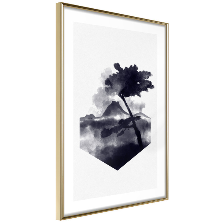 Wall Poster High Mountain - black and white landscape of a tree in apparent wind 131768 additionalImage 7