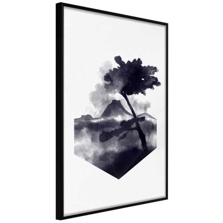 Wall Poster High Mountain - black and white landscape of a tree in apparent wind 131768 additionalImage 13