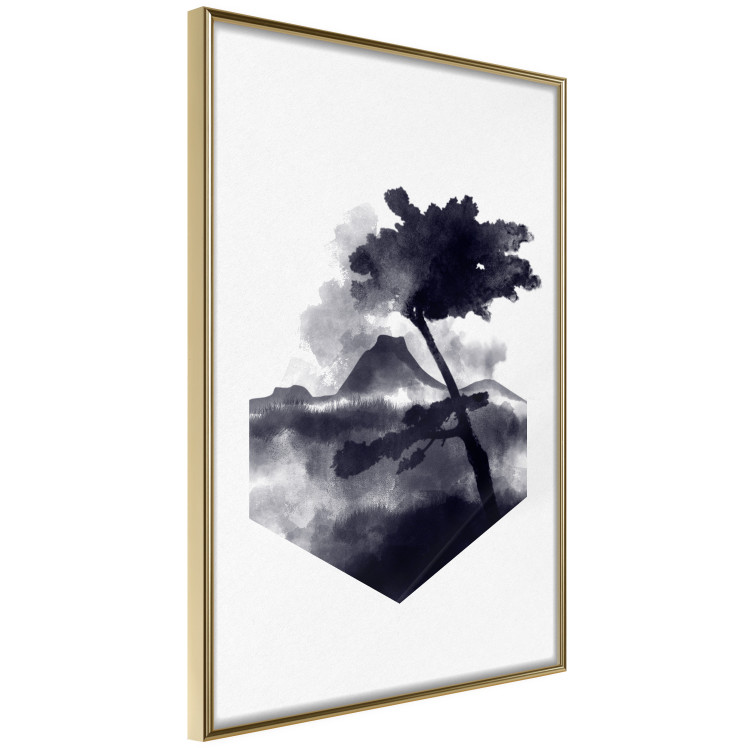 Wall Poster High Mountain - black and white landscape of a tree in apparent wind 131768 additionalImage 14
