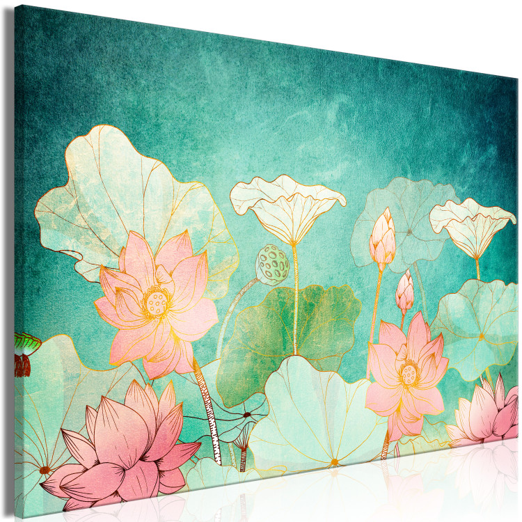 Canvas Print Fairy-tale Flowers (1-piece) Wide - colorful cartoonish plants 134268 additionalImage 2