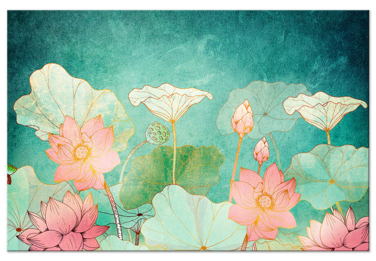 Canvas Print Fairy-tale Flowers (1-piece) Wide - colorful cartoonish plants 134268