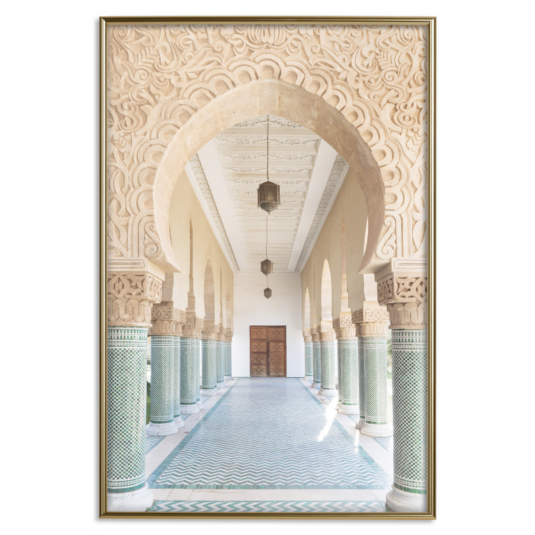 Wall Poster Turquoise Colonnade - hallway architecture with ornaments and columns 134768 additionalImage 21