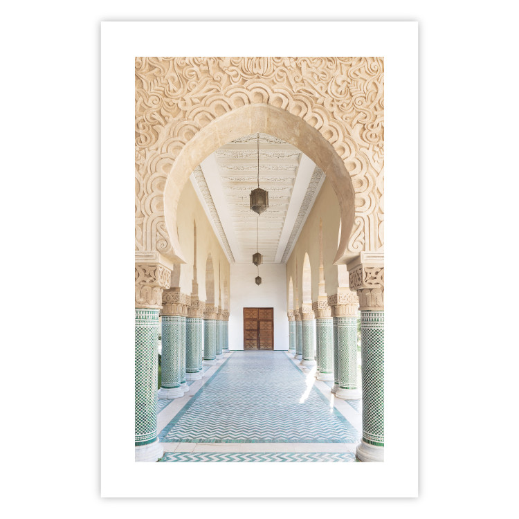 Wall Poster Turquoise Colonnade - hallway architecture with ornaments and columns 134768 additionalImage 25