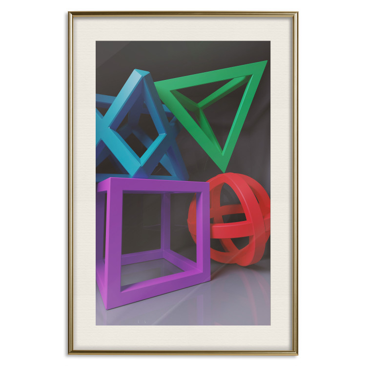 Poster Intertwined Symbols - colorful geometric figures mimicking a 3D effect 135168 additionalImage 18