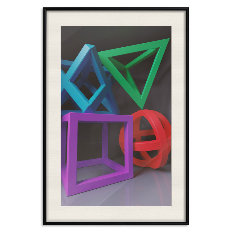 Poster Intertwined Symbols - colorful geometric figures mimicking a 3D effect 135168 additionalImage 17