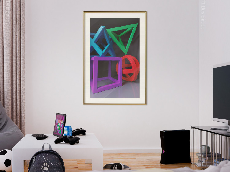 Poster Intertwined Symbols - colorful geometric figures mimicking a 3D effect 135168 additionalImage 26