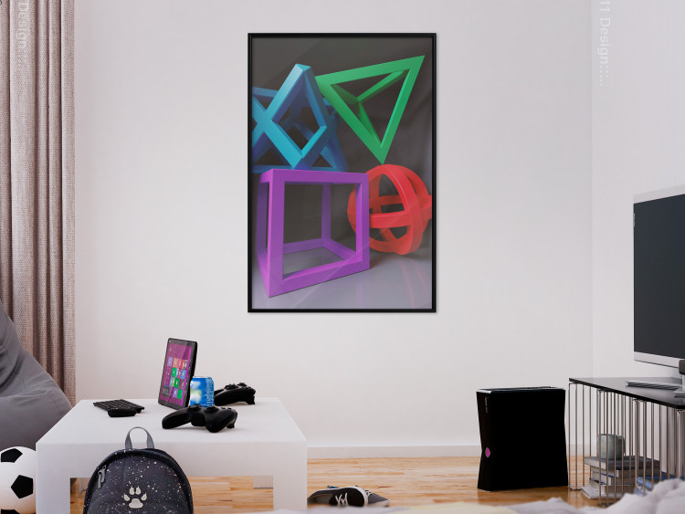 Poster Intertwined Symbols - colorful geometric figures mimicking a 3D effect 135168 additionalImage 15