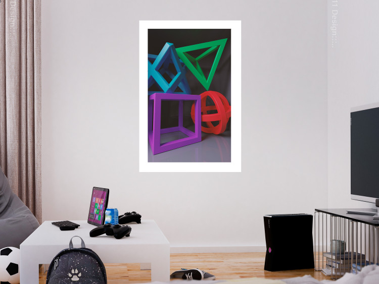 Poster Intertwined Symbols - colorful geometric figures mimicking a 3D effect 135168 additionalImage 23