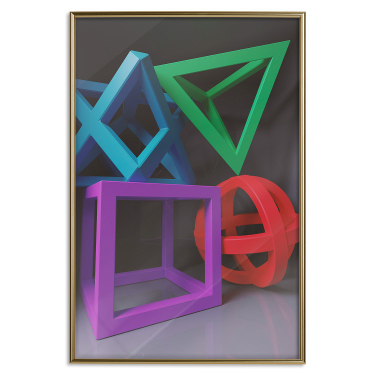 Poster Intertwined Symbols - colorful geometric figures mimicking a 3D effect 135168 additionalImage 9