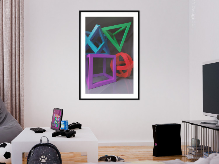 Poster Intertwined Symbols - colorful geometric figures mimicking a 3D effect 135168 additionalImage 20