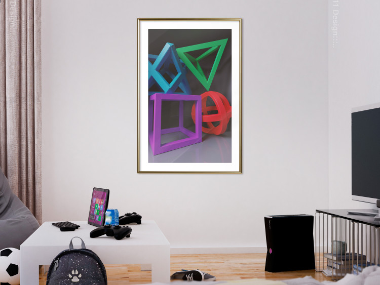Poster Intertwined Symbols - colorful geometric figures mimicking a 3D effect 135168 additionalImage 24