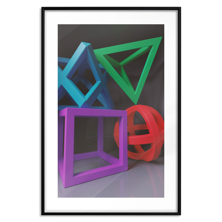 Poster Intertwined Symbols - colorful geometric figures mimicking a 3D effect 135168 additionalImage 14