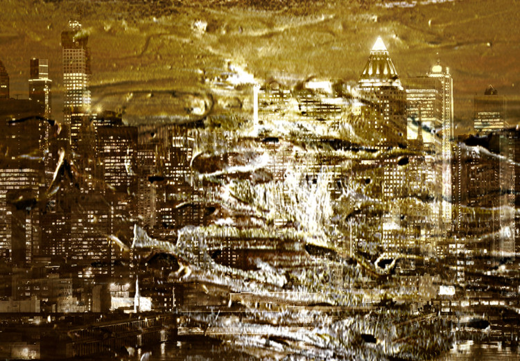 Canvas Golden city architecture - abstraction with imitation texture 135968 additionalImage 4