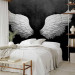 Wall Mural White feathers - black and white abstraction with angel wings with pattern 142868 additionalThumb 2