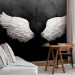 Wall Mural White feathers - black and white abstraction with angel wings with pattern 142868 additionalThumb 4