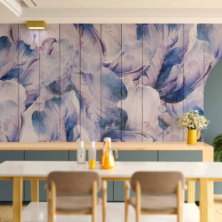 Wall Mural Provence - energetic flowers on a wood-textured background 143568 additionalImage 6