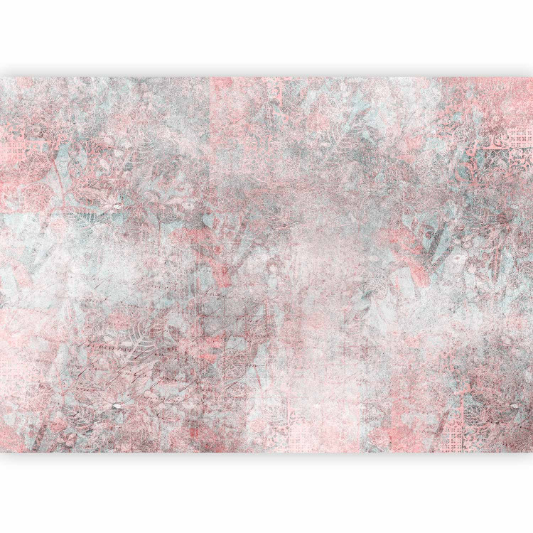 Wall Mural Mosaic - fragments of pink ornaments on a background of concrete texture 143768 additionalImage 1