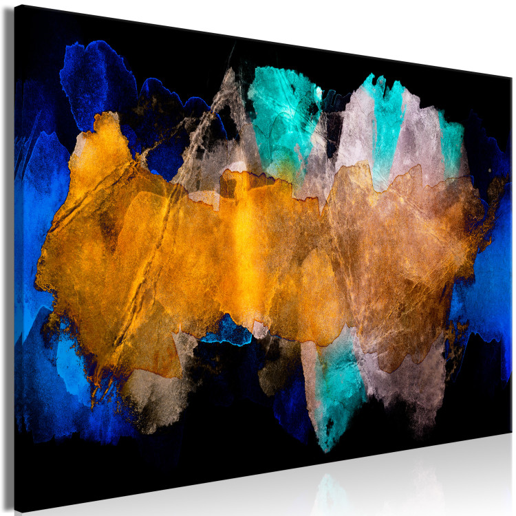 Canvas Print Amber Abstraction (1-piece) - colorful spots on a black background 143868 additionalImage 2