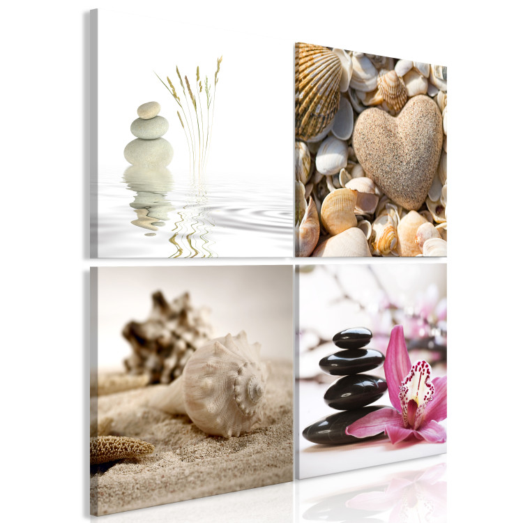 Canvas Print Summer Memories (4-piece) - beach scenes and stones in Zen style 145168 additionalImage 2
