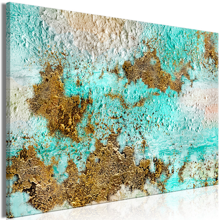 Canvas Turquoise Structures (1-piece) - irregular abstraction 146568 additionalImage 2